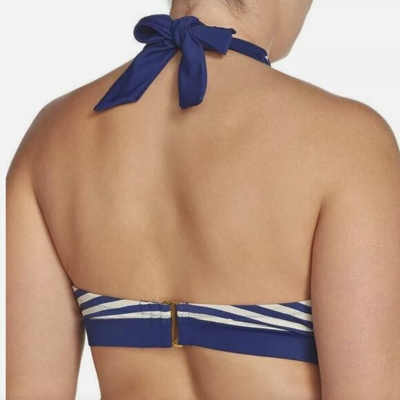 JESSICA SIMPSON BLACK Sweet Sailor Marine Swim Suit Triangle Bikini Top 1X XL - Picture 3 of 9